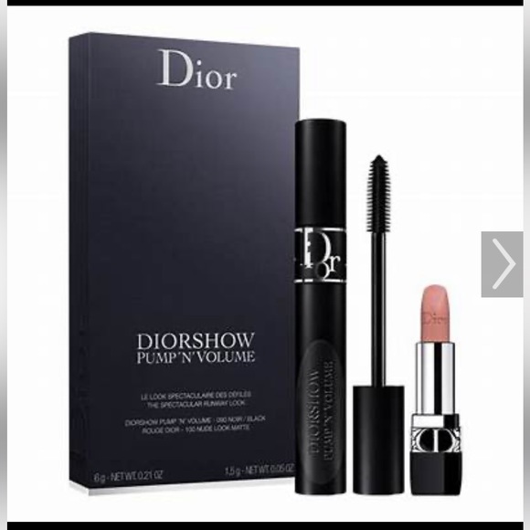 Dior Makeup Diorshow Pump N Volume Mascara Set With Mini Dior Rouge Lipstick In Shade 0